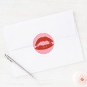 Rode Pop Art Lippen Ronde Sticker (Envelop)