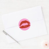 Rode Pop Art Lippen Ronde Sticker (Envelop)