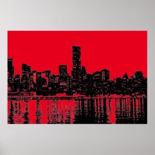 Rode Pop Art New York City Manhattan Silhouette Poster