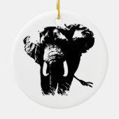 Rode Pop Art Olifant Kerstornament Keramisch Ornament (Achterkant)