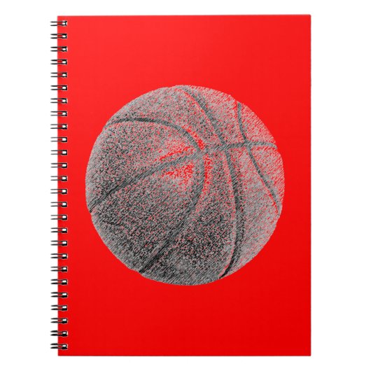 Rode Pop Art Pencil Effect Basketbal Notitieboek (Voorkant)