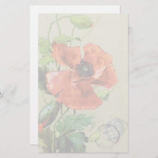  RODE POPPELSTROOM BRIEFPAPIER (Voorkant / Achterkant)