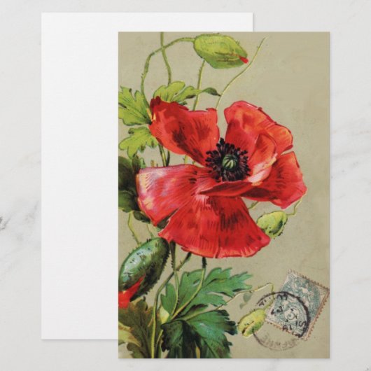  RODE POPPELSTROOM BRIEFPAPIER (Voorkant / Achterkant)