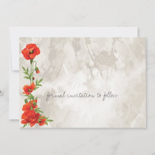 RODE POPPEN BEWAREN DE DATUM SAVE THE DATE (Achterkant)