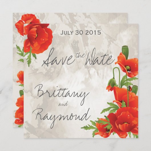  RODE POPPEN BEWAREN DE DATUM SAVE THE DATE (Voorkant / Achterkant)