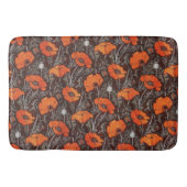 RODE POPPEN IN ZWARTE WITTE Poppy Field Floral Badmat (Voorkant)