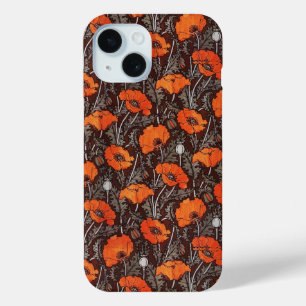 RODE POPPEN IN ZWARTE WITTE Poppy Field Floral iPhone 15 Case