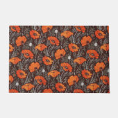 RODE POPPEN IN ZWARTE WITTE Poppy Field Floral Deurmat (Voorkant)