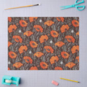 RODE POPPEN IN ZWARTE WITTE Poppy Field Floral Tissuepapier (Craft)