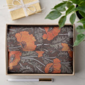 RODE POPPEN IN ZWARTE WITTE Poppy Field Floral Tissuepapier (Geschenk)