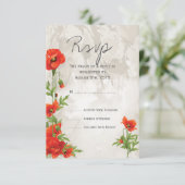  RODE POPPEN WEDDING RSVP KAARTJE (Staand voorkant)
