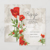  RODE POPPEN WEDDING RSVP KAARTJE (Voorkant / Achterkant)