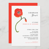 Rode poppenkast moderne bloemen douchen kaart (Voorkant / Achterkant)