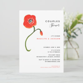 Rode poppenkast moderne bloemen douchen kaart