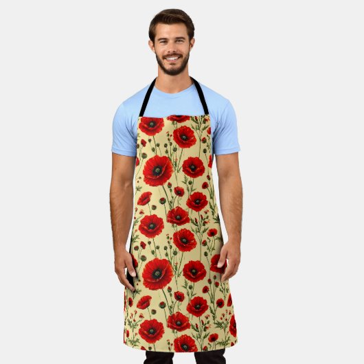 Rode poppenkatroon schort (Gedragen)