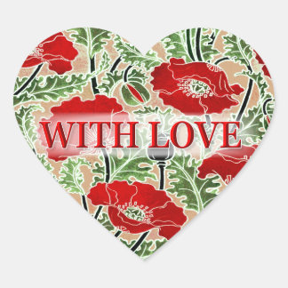  Rode Poppie met liefde Hart Sticker