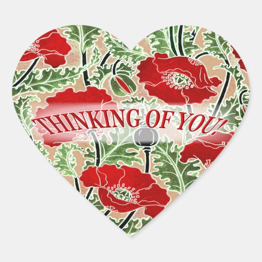  Rode Poppie met liefde Hart Sticker (Voorkant)