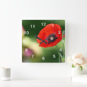 Rode poppie wandklok (Huis)