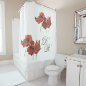 RODE POPPIËNTEN MET ELEGANTE WATERVERF DOUCHEGORDIJN (In situ)