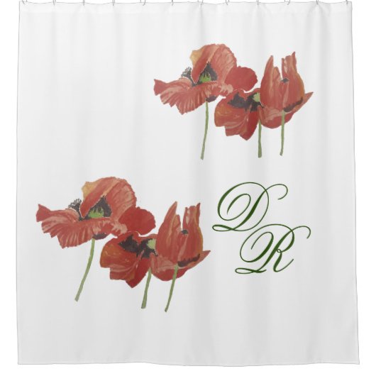 RODE POPPIËNTEN MET ELEGANTE WATERVERF DOUCHEGORDIJN (Voorkant)