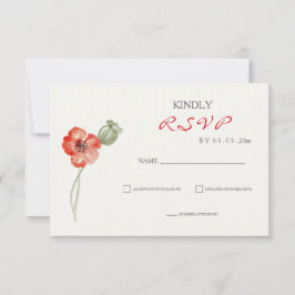Rode Poppies bloemenbruiloft RSVP-kaart RSVP Kaartje