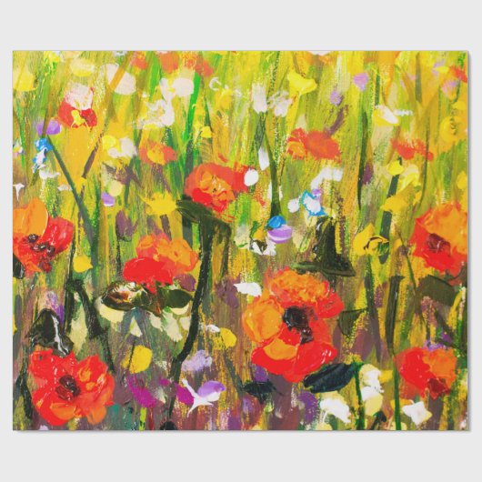 Rode poppies bloemveld - Oorspronkelijke handgemaa Cadeaupapier (Vlak)