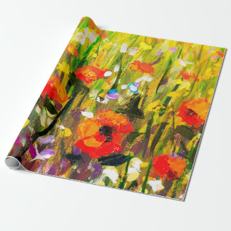 Rode poppies bloemveld - Oorspronkelijke handgemaa Cadeaupapier