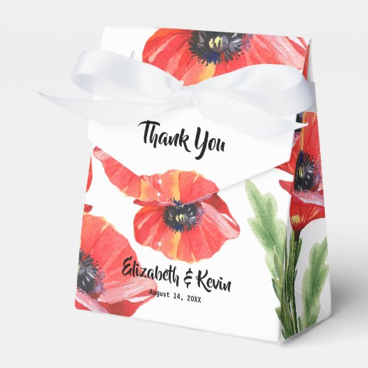 Rode Poppies Bruiloft Favor Box Bedankdoosjes (Voorkant Zijde)