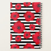 Rode Poppies Chic Zwart Witte Strepen Planner (Achterkant)