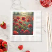 Rode Poppies Floral bruiloft gepersonaliseerd Servet (Insitu)