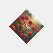 Rode Poppies Floral bruiloft gepersonaliseerd Servet (Hoek)