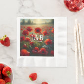 Rode Poppies Floral bruiloft gepersonaliseerd Servet (Insitu)