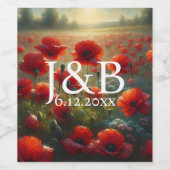 Rode Poppies Floral bruiloft gepersonaliseerd Wijn Etiket (Enkel label)