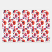 Rode Poppies Floral Verjaardag Inpakpapier Vel (Voorkant 3)