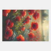 Rode Poppies Floral Verjaardag Inpakpapier Vel (Voorkant 2)