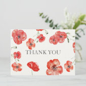 Rode Poppies florale bruiloft Dank je Bedankkaart (Staand voorkant)