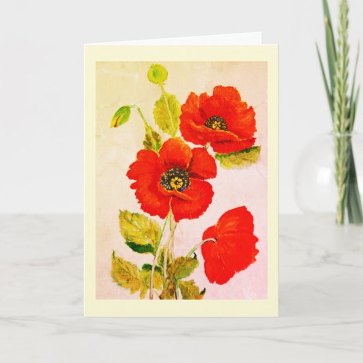 Rode poppies in mooie kunst kaart (Voorkant)
