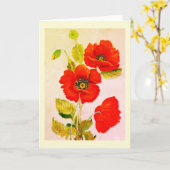 Rode poppies in mooie kunst kaart (Gele Bloem)