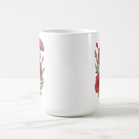 Rode Poppies Keramische Mok, (15oz) Koffiemok (Center)