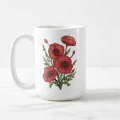 Rode Poppies Keramische Mok, (15oz) Koffiemok (Links)