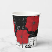 Rode poppies keramische tegel papieren bekers (Achterkant)