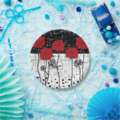 Rode poppies keramische tegel papieren bordje (Feest)