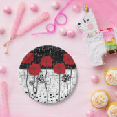 Rode poppies keramische tegel papieren bordje (Feest)