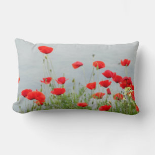 Rode Poppies Meisjes Foto's Kussen