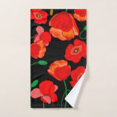 Rode poppies op zwarte achtergrondafbeelding bad handdoek (Handdoek)