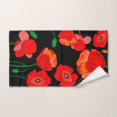 Rode poppies op zwarte achtergrondafbeelding bad handdoek (Handdoek)
