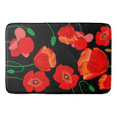 Rode poppies op zwarte achtergrondafbeelding badmat (Voorkant)