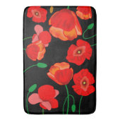Rode poppies op zwarte achtergrondafbeelding badmat (Voorkant Verticaal)