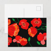 Rode poppies op zwarte achtergrondafbeelding briefkaart (Voorkant / Achterkant)