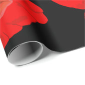 Rode poppies op zwarte achtergrondafbeelding cadeaupapier (Rol Hoek)